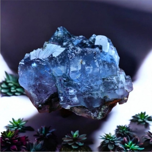 Natural Dark Blue “Tanzanite” Fluorite Crystal Matrix Stunning Blue Crystal Rock - Picture 5 of 10